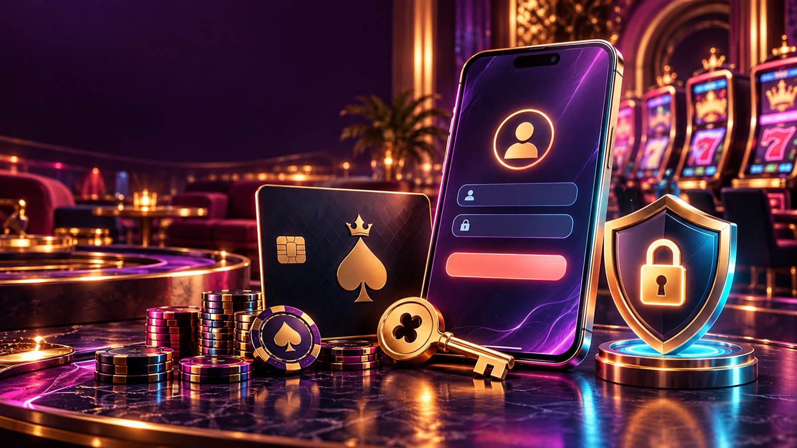 Mega888 secure account login with casino chips and player card