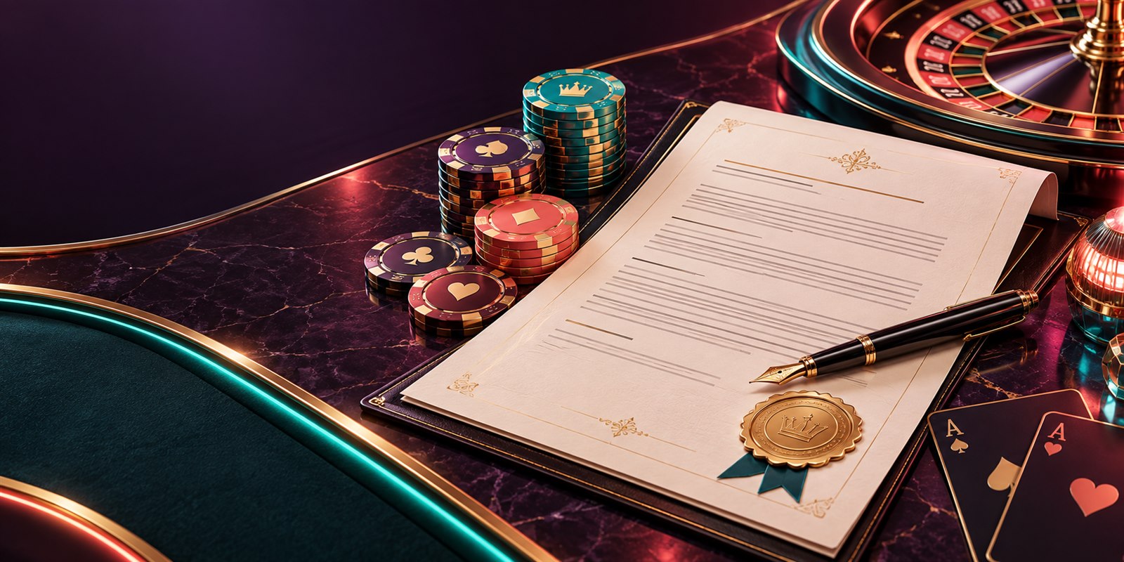 Mega888 terms document displayed on a casino table